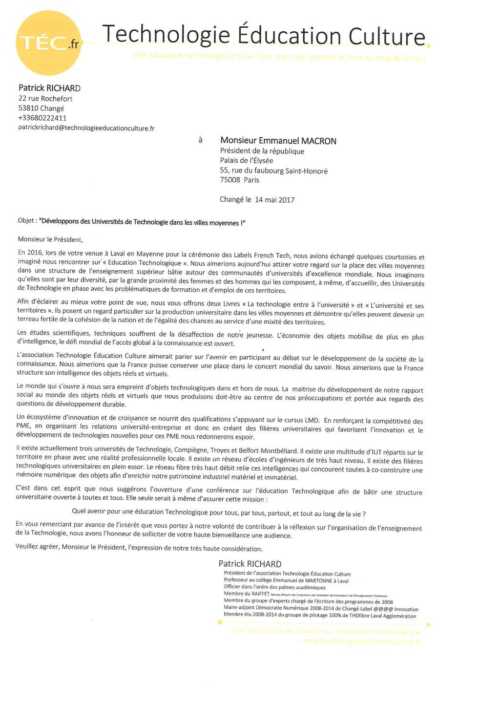 2017 Emmanuel MACRON Université de Technologie